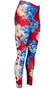 New Adidas Originals Ladies Chita Leggings Women Small Logo Linear Floral Rare - Picture 1 of 8