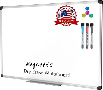 Pizarra Blanca Magnética De Borrado En Seco De 36" x 24" Con Borrador y Marcador Foto 1 de 4