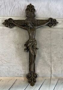 Museum Quality Vintage Crucifix/ Bronze Jesus Christ-Cross/ Arts  Crafts Statue