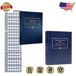 Stylish Blue Leatherette Lincoln Cent Album: Organize Coins from 1909 to Date - Picture 1 of 11