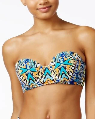 2NUEVO BAR III Monarchy Bustier Bandeau Estampado Bikini Traje de Baño Top Talla XS XSmall Foto 1 de 2