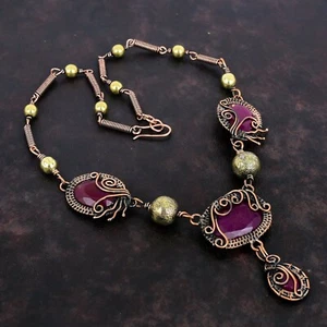 Collar Hermana Envuelto En Alambre Cadena Moda Piedra Rubí Cachemira Ovalado Cobre Joyería - Imagen 1 de 6
