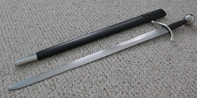 Espada Arqueiro 40” Cavaleiro Medieval Couro Envolto Bainha de Madeira Feira Renascentista - Imagem 1 de 4