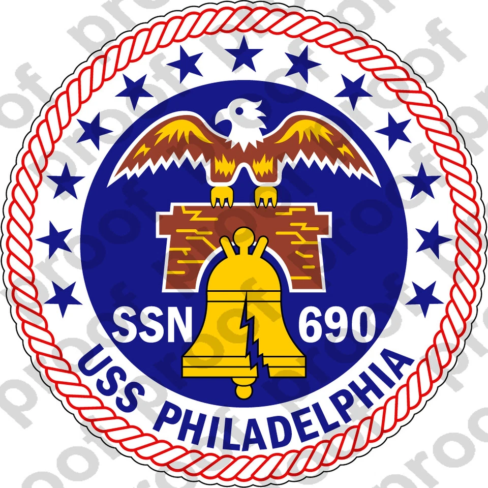 STICKER USN US NAVY SSN 690 USS PHILADELPHIA
