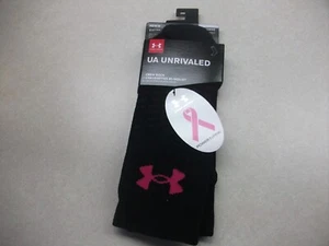 3) PAIR Under Armour Sport Socks MEDIUM Crew Length UA Rival Pink Breast Cancer - Picture 1 of 3