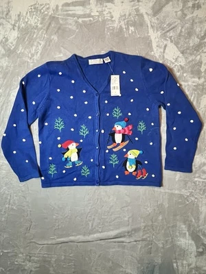 Suéter Feo Marisa Christina Clásicos Pingüinos Navidad Tejido Nuevo Con Etiquetas Talla M Real Foto 1 de 4
