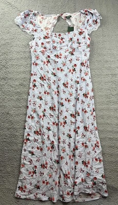 Wild Fable Dress Womens Medium Blue Floral Puff Sleeve Square Neck Cottagecore - Image 1 of 4