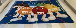 M&M Mars Candy Themed Football Blanket Blue Plush 50x63 inch - Picture 1 of 8
