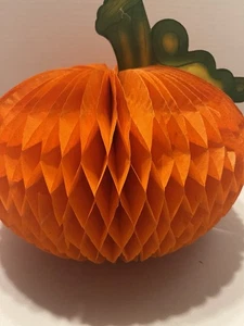 Zucca di carta velina a nido d'ape carta crespa Halloween vintage 10" - Foto 1 di 7