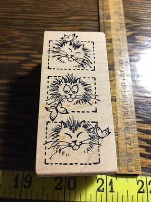 Sello de goma con borde de edredón de gatos magenta WM Foto 1 de 3