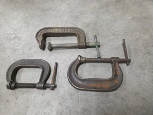 Lot of 3 Vintage Adjustable C-Clamp Tools Made In USA Armstrong Craftsman - Picture 1 of 10