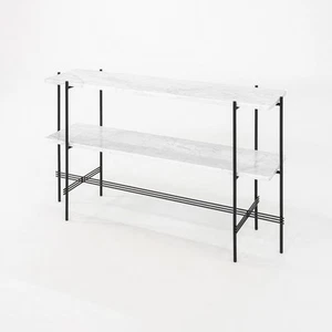 2024 GamFratesi for GUBI TS Console w/ White Marble Shelves & Black Metal Frame - Picture 1 of 12