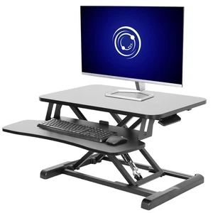 VIVO Black 26" Height Adjustable Standing Desk Monitor Riser Sit Stand Tabletop - Picture 1 of 8
