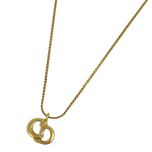 Collana Christian Dior Logo CD Ciondolo Collana Placcato Oro Donna