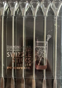 Prodyne Set If 6 Diamond head Stainless Steel Swizzle Sticks - Picture 1 of 2