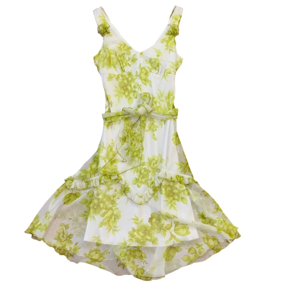 Vestido de verão feminino vintage B. Darlin branco verde babado floral XS/S Fairy Cottage  - Imagem 1 de 4