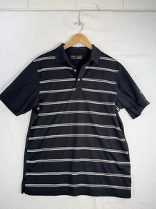 Callaway Polo Shirt Mens Medium Black Gray Striped Golf Performance Polyester - Picture 1 of 7