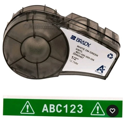 BRADY M21-500-595-GN Indoor Outdoor Vinyl Label Cartridge,White On Green,1/2 In. - Image 1 of 3