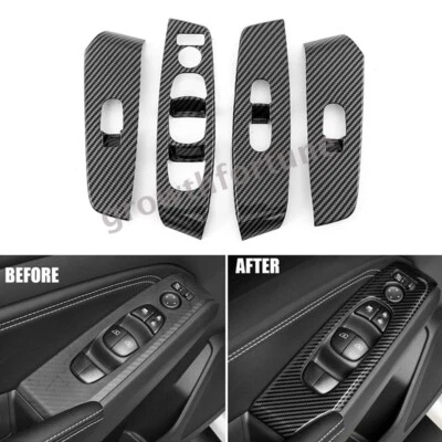 Panel de interruptor de ventana de fibra de carbono interior para Nissan Sylphy Sentra 2020-25 Foto 1 de 4