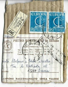 1966 90L X2 EUROPA SU FRONTE PACCO CAMPIONE RACCOMANDATO SENZA VALORE X LUCCA - Foto 1 di 1