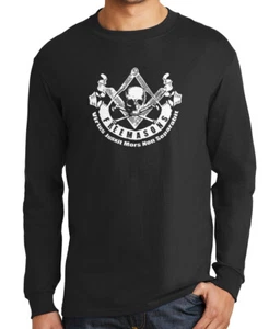  T-Shirt Freimaurer Langarm T-Shirt Freimaurer Schädel Illuminaten Verschwörung auf S-3XL - Bild 1 von 13