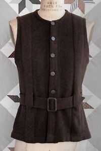 Rare Vtg 1950s Belted Australian Wool Norfolk Sweater Vest Waistcoat M Calif USA