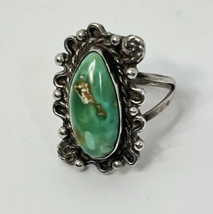 VTG NAVAJO STERLING SILVER ROYSTON TURQUOISE RING NATIVE AMERICAN SIGNED BB SZ 7 - Picture 1 of 12