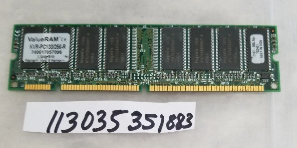 256MB SDRAM SDR SYNCH PC133 CL3   133MHZ 168PIN SINGLE RANK  NON-ECC  1RX8 32X8 - Image 1 of 1
