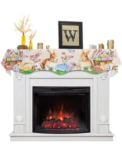 Mantle Scarf 70 x 17 Inch, Easter Eggs Rabbit Flowers Retro Texture Fireplace... - Afbeelding 1 van 6