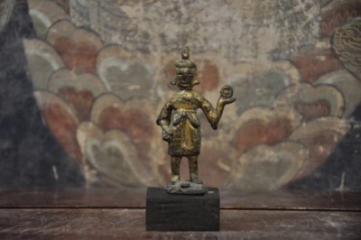 Antigua dinastía china Tang bronce dorado guerrero Buda 唐 金銅佛像 武士 仏像 8 cm Foto 1 de 4