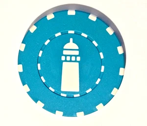 AQUA Chip CABO ROJO LIGHTHOUSE RESORT Casino poker ROULETTE Puerto Rico token - Picture 1 of 6
