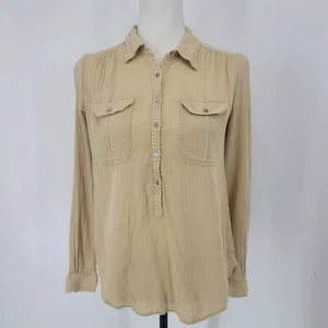 Calypso St Barth Cotton Button Up Shirt Long Sleeve Chest Pockets Women's Small - Imagen 1 de 8