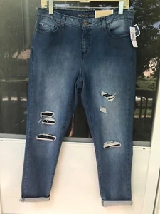 Michael Kors ripped patched jeans stretch patchwk indigo dillon relaxed size 6 - Picture 1 of 6