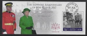 ISLA DE MAN 2017 ANIVERSARIO DE ZAFIRO DE HM THEQUEEN CANADÁ SOBREIMPRESIÓN FINA USADA - Imagen 1 de 1