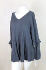 Style & Co New Womens Ruffled-Sleeve Heather Gray Sweater Petite Size NWT _ B7D2