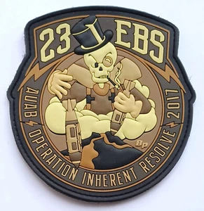 USAF 23rd Bomb Squadron Minot Bomber Barons Inherent Resolve 2017 Al Udeid Patch - Picture 1 of 1