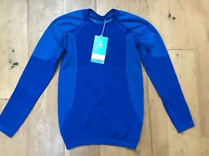 ODLO Mens Performance Top SMALL Blue Seamless Base Layer Sports Running Long - Picture 1 of 8