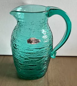 Blenko Art Glass Wayne Husted Sea Green Textured Pitcher - Picture 1 of 6