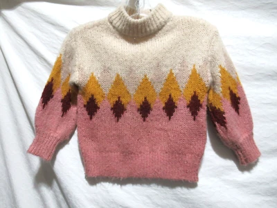 Suéter Zara Niñas Prendas de Punto 6/7 Elegante Colección Invierno Rosa y Tostado Fair Isle Foto 1 de 4