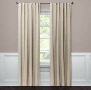 Cream Linen Textured Blackout Curtain Panel - (50 inch x 84 inch) SET OF 2 - Picture 1 of 4