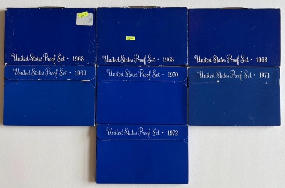 LOT OF 7 US 5-Coin PROOF SETS~1968 (x3)~1969 (1)~1970 (1)~1971 (1)~1972 (1)~OGP - Image 1 of 2