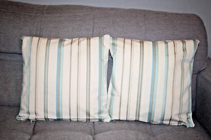 Cushion cover hand made 2 x 16''x16'' cotton Scandi classic stripes pattern - Picture 1 of 3