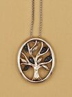 Green Diamond Accent Openwork Tree 18" Necklace In Sterling Sliver And 14K Gold