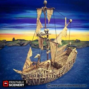 Undead Fluyt - Undead Pirate Ship - Tabletop Terrain Miniature Terrain Wargaming - Picture 1 of 9