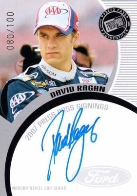 DAVID RAGAN 2007 Press Pass Signings Silver 80/100 Autograph Rookie Auto On Card - Image 1 of 2