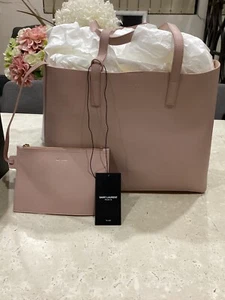 BRAND NEW SAINT LAURENT RRP $1,995.00 Shopping Tote in Supple Leather Pale Blush - Picture 1 of 11