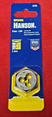 9727 M6 X 1.0 Metric 1" Hex Die Irwin Hanson 6MM Carbon Steel 6627