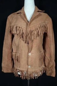 Custom Vintage 1940's-1950's Golden Deerskin Western Fringe Jacket Size Small - Picture 1 of 2