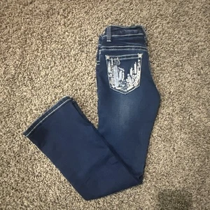 Cedar Rose Girls Size 7 Bootcut Dark Blue Jeans W/Embroidered Back Pockets - Picture 1 of 8