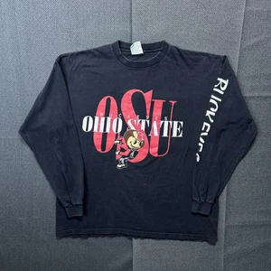 Vintage 1990s Ohio State Buckeyes Long Sleeve Big Logo T Shirt Size XL USA Made - Bild 1 von 6